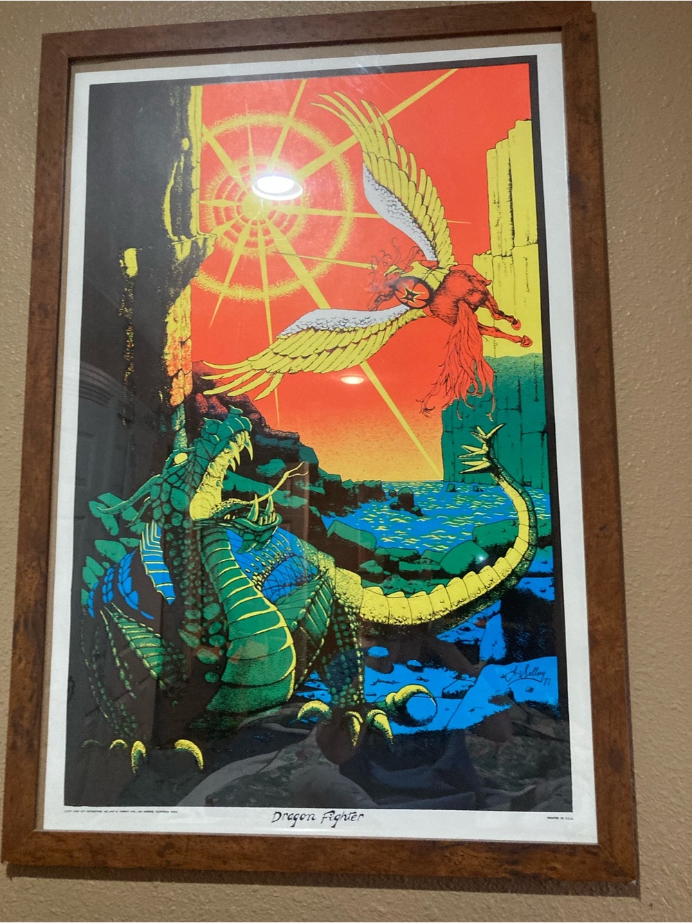 Dragon Fighter Fantasy Art Poster - Multicolor Print